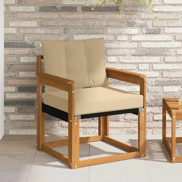 vidaXL Vanjski kauč Čvrsto drvo akacije i Textilene Prirodna