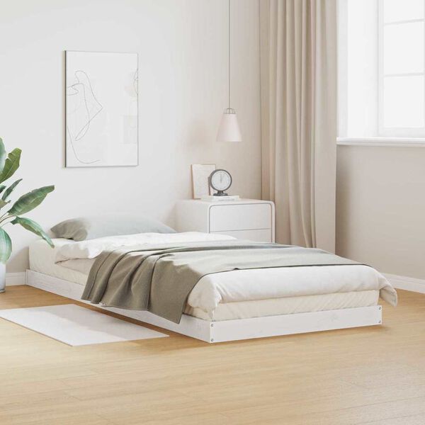 vidaXL Krevet s daskama Bijelo 213.5 x 104 x 9 cm Čvrsto borovo drvo