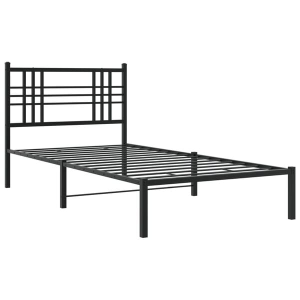 vidaXL Metalni okvir za krevet s uzglavljem crni 100x190 cm