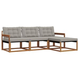 vidaXL Set vanjskih sofa s jastukom 4 pcs Prirodna i svijetlo siva