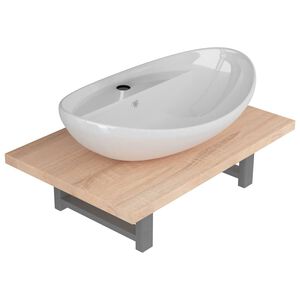 vidaXL Dvodijelni set kupaonskog namje&scaron;taja keramički boja hrasta