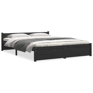 vidaXL Okvir za krevet od masivnog drva crni 135 x 190 cm bračni