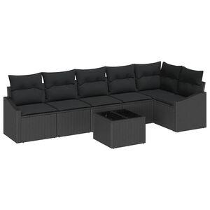 vidaXL Set sofe 7 kom. Crna poliratan