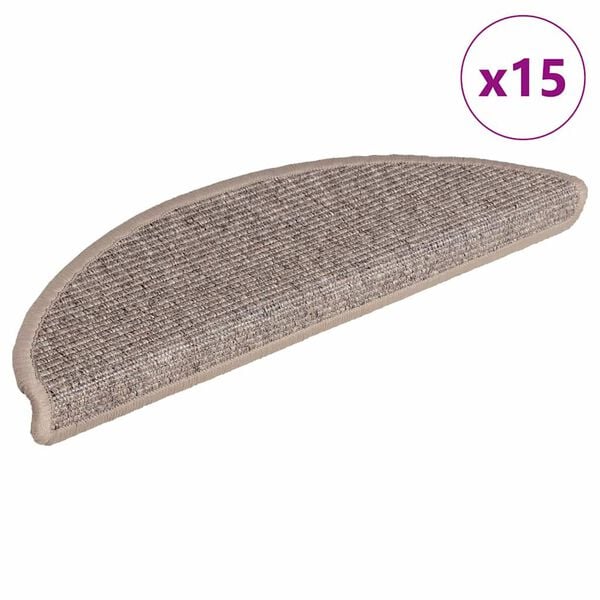 vidaXL Prostirke za stepenice 15 kom 56x17x3 cm tamno bež poluokrugle
