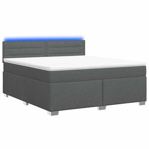 vidaXL Krevet s box springom, madracem i LED-om Tamnosiva 140 x 190 cm