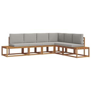 vidaXL Set vanjskih sofa s jastukom 6 Komad Prirodna i svijetlo siva