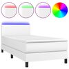 vidaXL Krevet box spring s madracem LED bijeli 90x190 cm umjetna koža