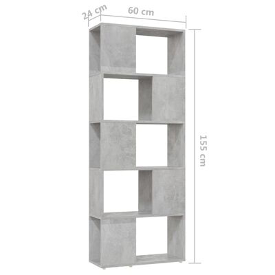 vidaXL Ormarić za knjige / sobna pregrada boja betona 60 x 24 x 155 cm