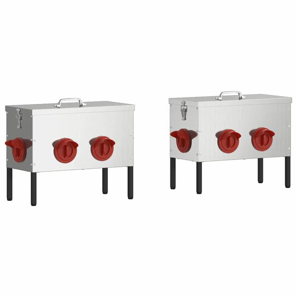 vidaXL Hranilica za piliće 2 pcs Srebrno 41,5 x 20,5 x 33 cm