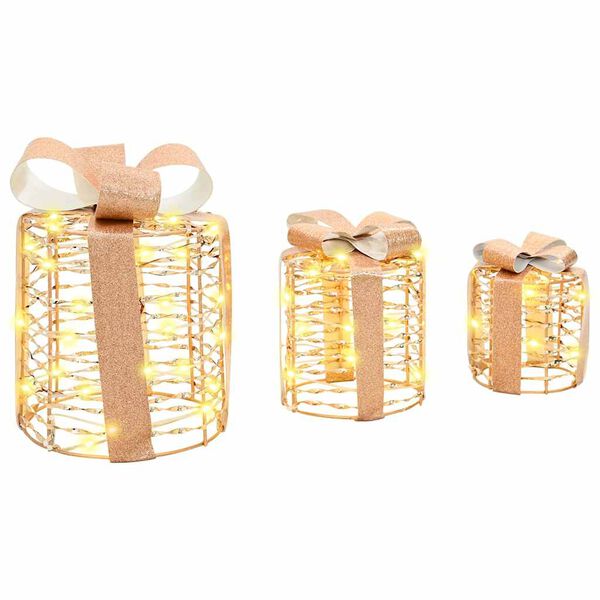 vidaXL Dekoracija Poklon Kutije 3 pcs Topla bijela 20 x 20 x 20 cm PET