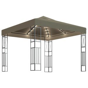vidaXL Sjenica s LED svjetlosnim trakama 3 x 3 m smeđe-siva od tkanine