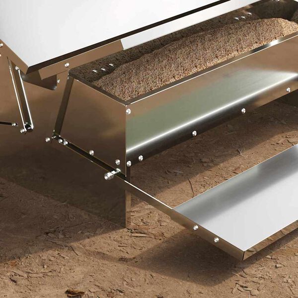 vidaXL Feeder s nogom za piliće Srebrno 75 x 53 x 20,5 cm