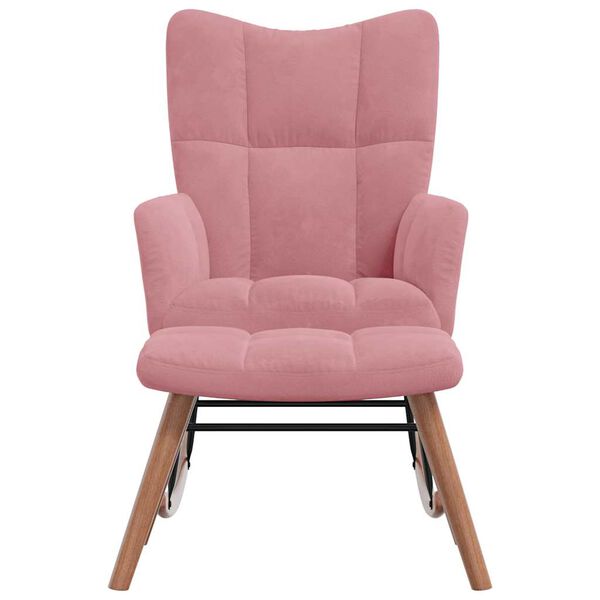 vidaXL Stolica za ljuljanje s osloncem za noge ružičasta bar&scaron;unasta