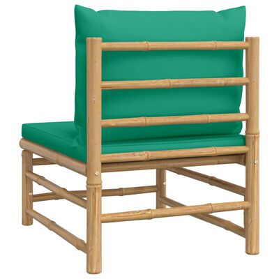 vidaXL Srednja vrtna sofa od bambusa sa zelenim jastucima