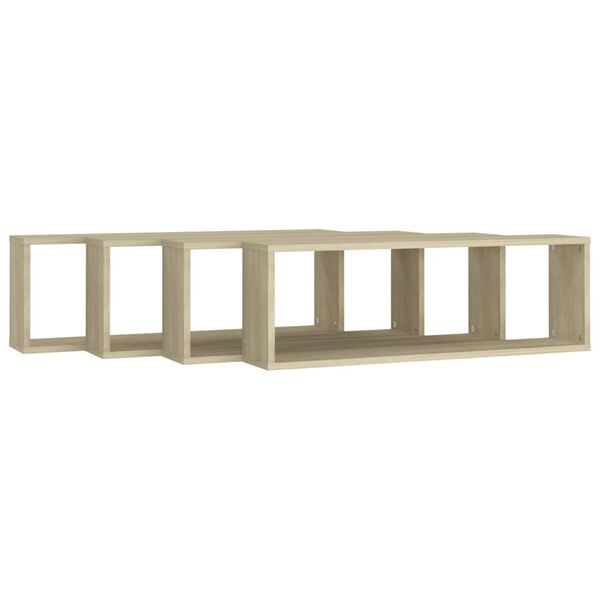 vidaXL Kockaste zidne police 4 kom boja hrasta 80x15x26,5 cm drvene
