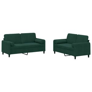 vidaXL 2-dijelni set sofa s jastucima tamnozeleni bar&scaron;unasti