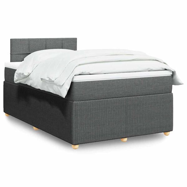 vidaXL Krevet box spring s madracem tamnosivi 120 x 190 cm tkanina