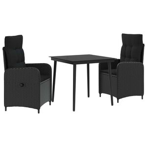 vidaXL Set stolića za sofu s jastukom s jastukom 3 pcs Crna