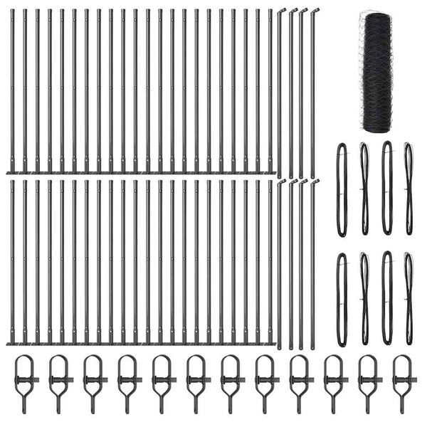 vidaXL Stup za ogradu Siva 100 x 0,5 m (36 mm mreža) Čelik i PVC