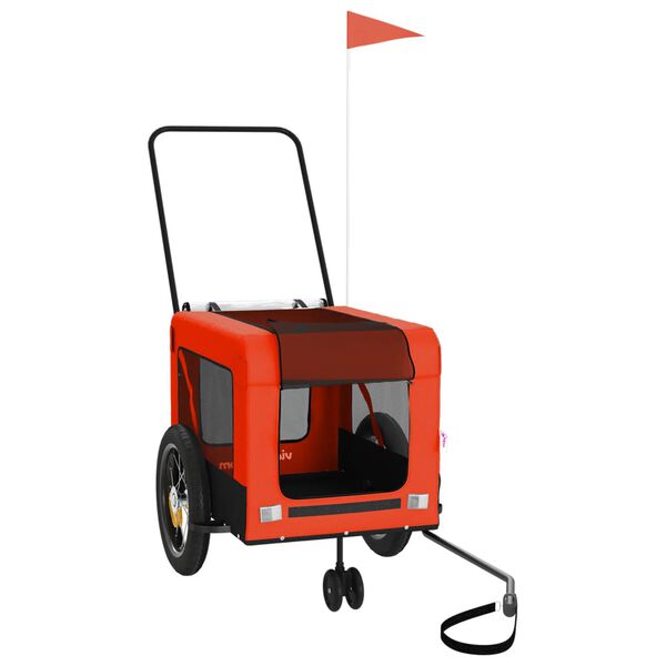 vidaXL Prikolica za bicikl za ljubimce narančasto-crna tkanina/željezo