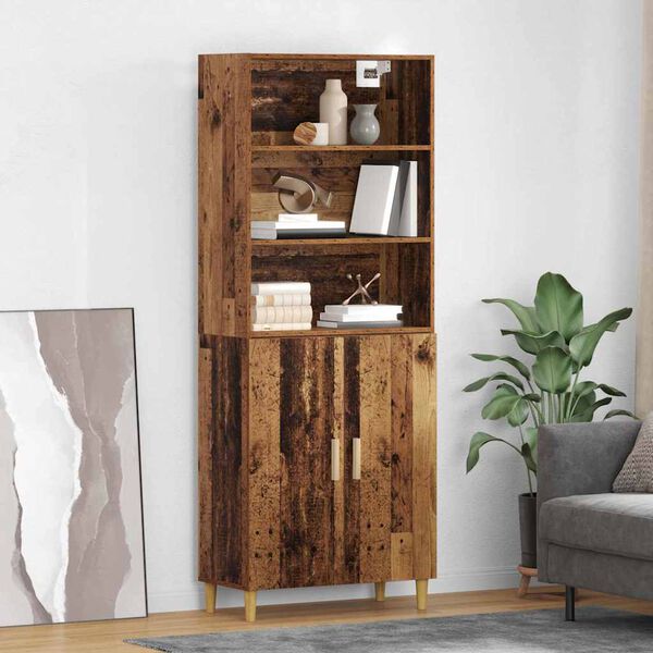 vidaXL Highboard Staro drvo 69,5 x 32,5 x 180 cm Konstruirano drvo