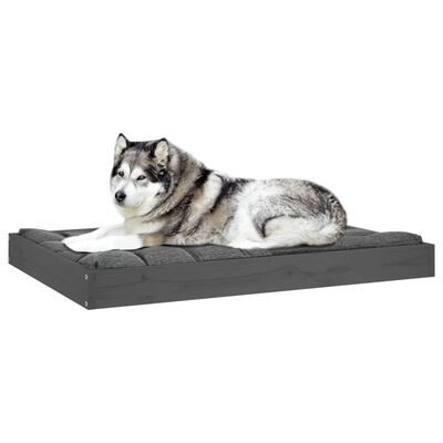 vidaXL Krevet za pse sivi 101,5x74x9 cm od masivne borovine