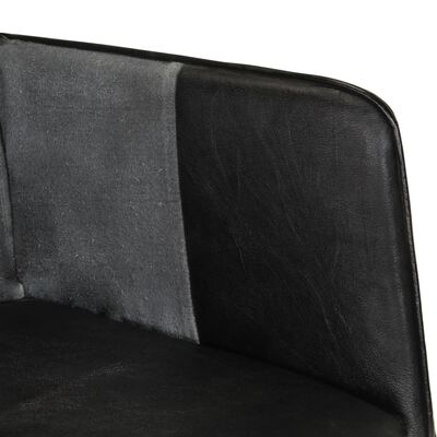 vidaXL Fotelja s krilnim naslonom od prave kože crno-siva