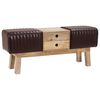 vidaXL klupa 110 x 30 x 45 cm Prava koža Tamno smeđa
