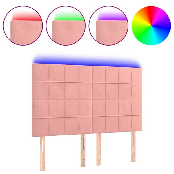 vidaXL LED uzglavlje ružičasto 144x5x118/128 cm bar&scaron;unasto