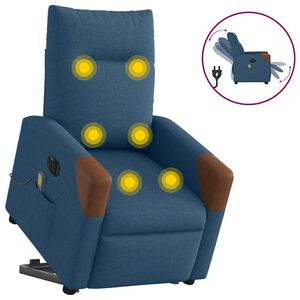 vidaXL Električna stojna masažna fotelja, plava, tkanina