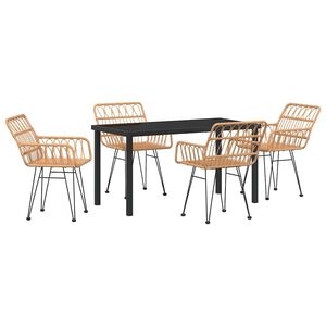 vidaXL Vrtni set za objed 5 pcs Smeđa Čelik s prahom premazan