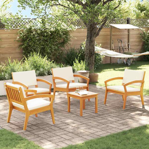 vidaXL Bistro set s jastukom 5 pcs Smeđa Poliester