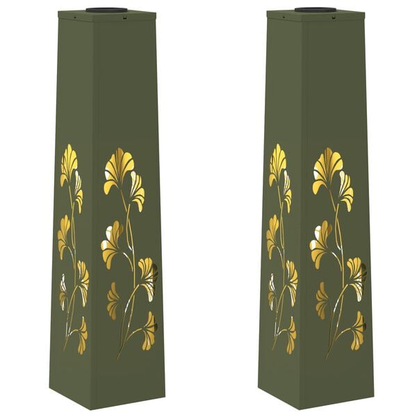 vidaXL Solarna LED svjetlost za stazu 2 pcs Maslinasto zelena