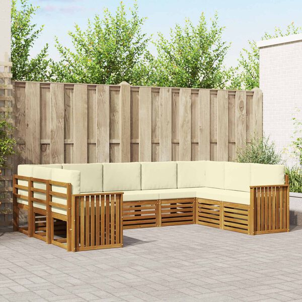vidaXL Setovi sofa 9 pcs Prirodna i krem Čvrsto drvo akacije