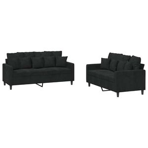 vidaXL 2-dijelni set sofa s jastucima crni bar&scaron;unasti