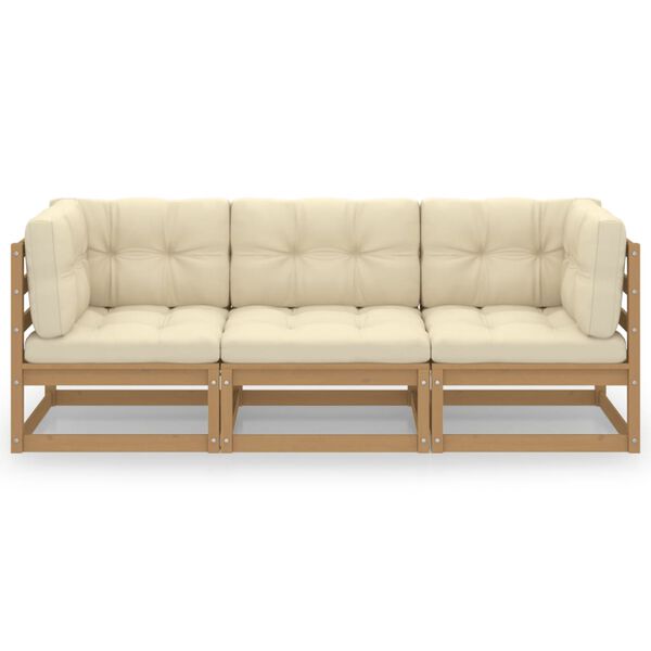 vidaXL Vrtni trosjed s jastucima od masivne borovine