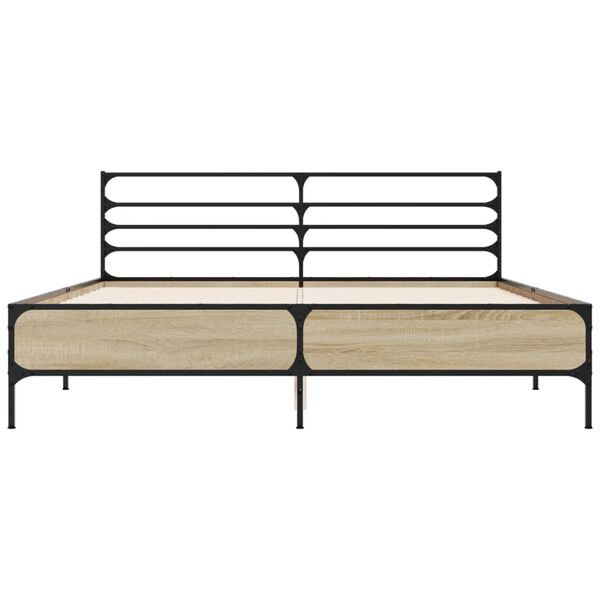 vidaXL Okvir za krevet boja hrasta 150x200cm konstruirano drvo i metal