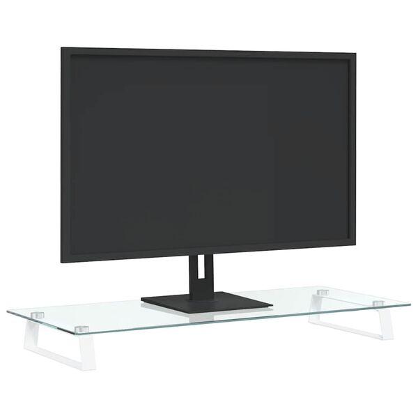 vidaXL Stalak za monitor bijeli 80x35x8 cm kaljeno staklo i metal