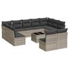 vidaXL 12-dijelni set vrtnih sofa poliratan s jastucima svijetlosivi
