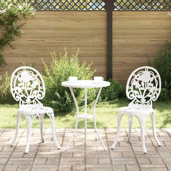 vidaXL Bistro set za vrt 3 pcs Bijelo Aluminij