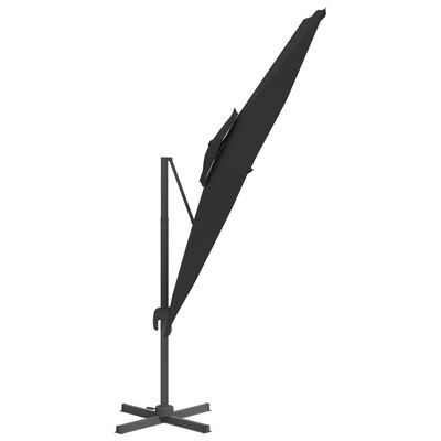 vidaXL Konzolni suncobran s dvostrukim vrhom crni 300 x 300 cm