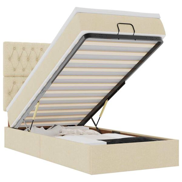 vidaXL Otomanski okvir kreveta s madraca krem 90x190cm od tkanine