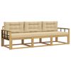 vidaXL Set vanjskih sofa s jastukom 3 pcs Bijela i bež Poliester