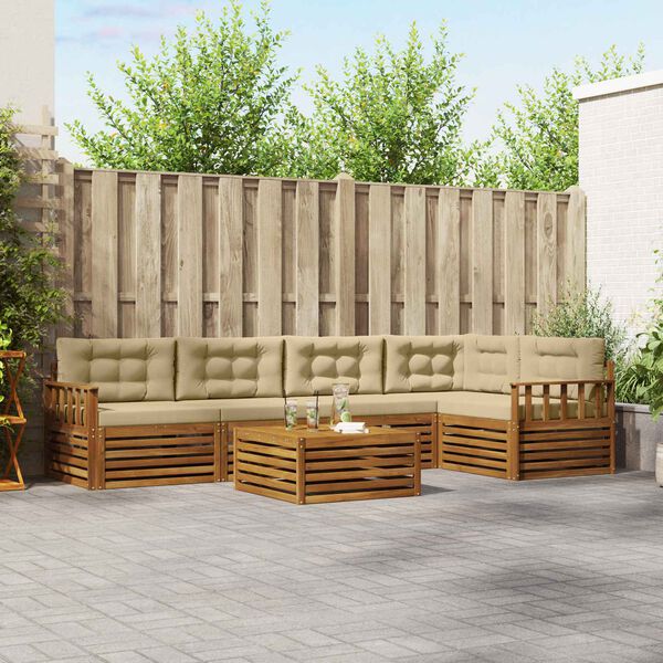 vidaXL Set vanjskih sofa s jastukom 6 pcs Prirodna i bež