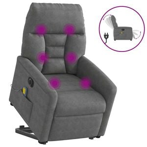 vidaXL Električni masažni naslonjač na podizanje tamnosivi mikrovlakna