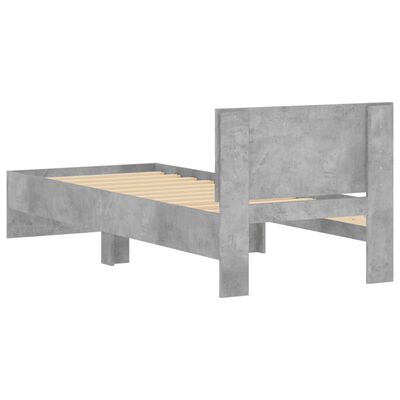 vidaXL Okvir kreveta s uzglavljem siva boja betona 75x190 cm drveni