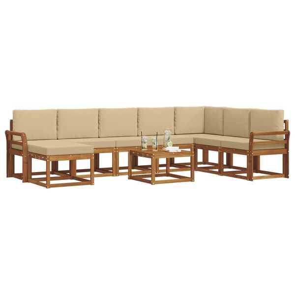 vidaXL Set vanjskih sofa s jastukom 9 pcs Prirodna i bež