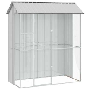 vidaXL Kavez za ptice s pohranom Siva 215 x 110 x 247 cm Cinkani čelik