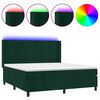 vidaXL Krevet box spring s madracem LED tamnozeleni 160x200 cm bar&scaron;un