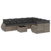 vidaXL 10-dijelni set vrtnih sofa od poliratana s jastucima sivi